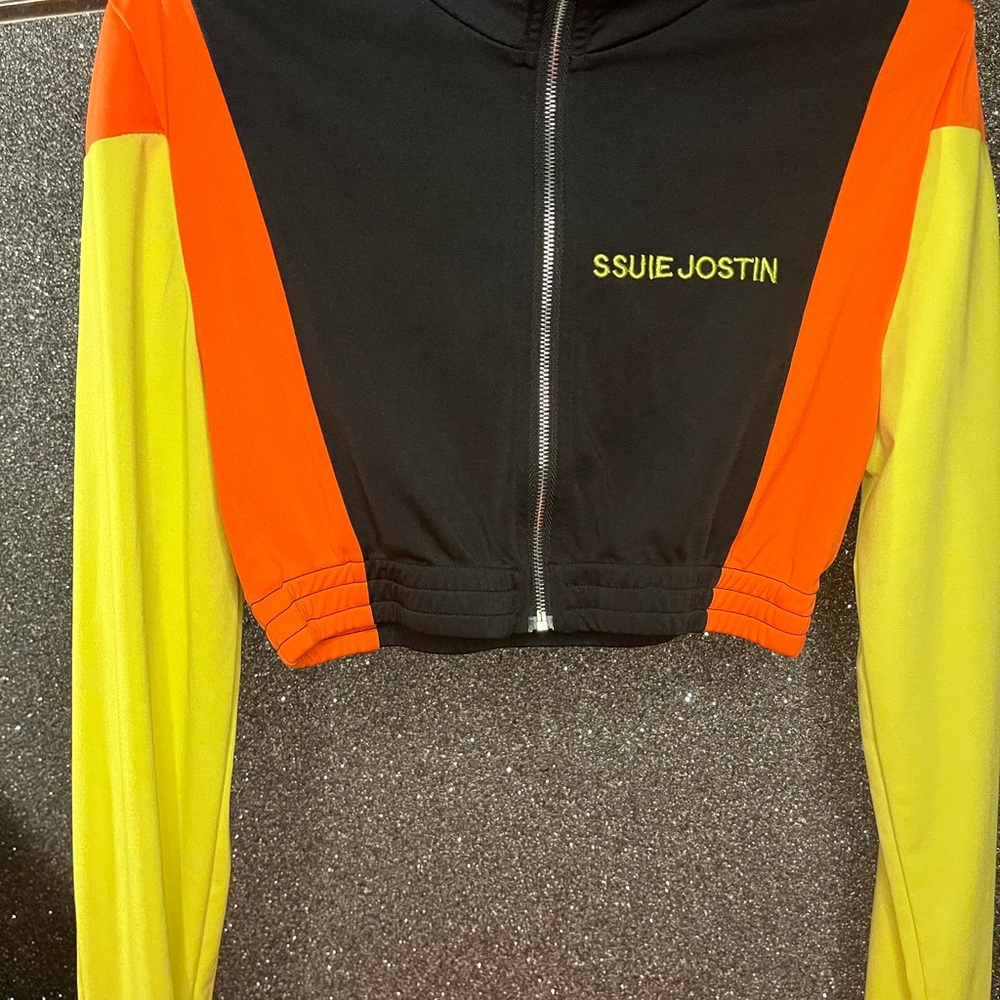 Colorful Cropped Jacket with Zip - Picture 3 of 4